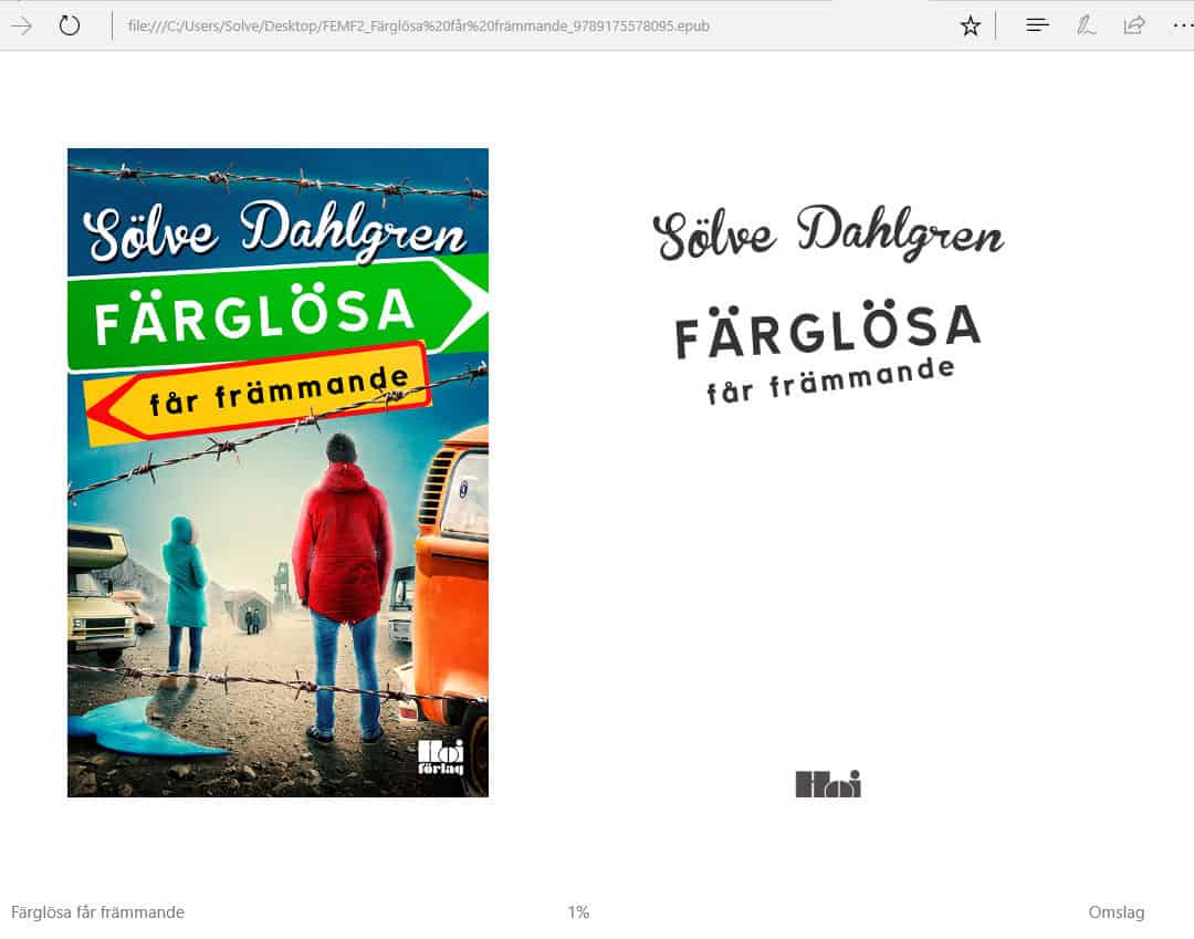 Eftersom Edge visar boken i uppslag så blir det lite tokigt i början...