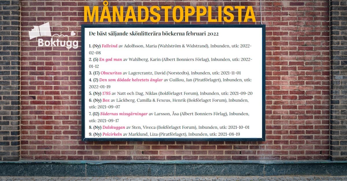 topplista februari skönlitteratur romaner