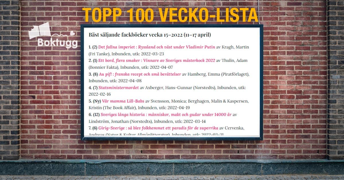 topp 100 fackböcker vecka 15-2022