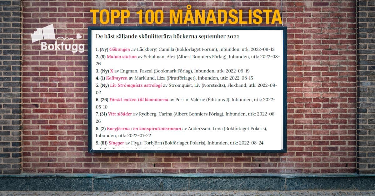 topplista 100 skönlitteratur september 2022