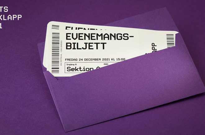 Årets julklapp 2021 är en biljett till en bokmässa, författarkväll, litteraturfestival, föreläsning eller bio (en filmatisering av en bok förstås). Eller som de säger mer generellt: Evenemangsbiljetten. Pressbild: HUI.