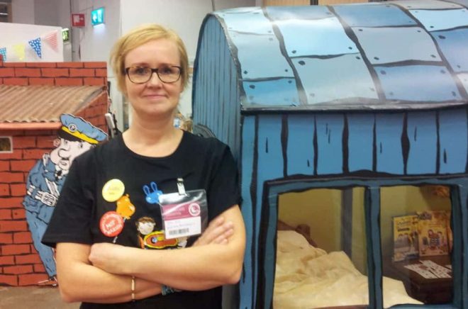 Klara Svae från Barnutställningar.nu på Bokmässan 2017. Foto: Anna von Friesen.