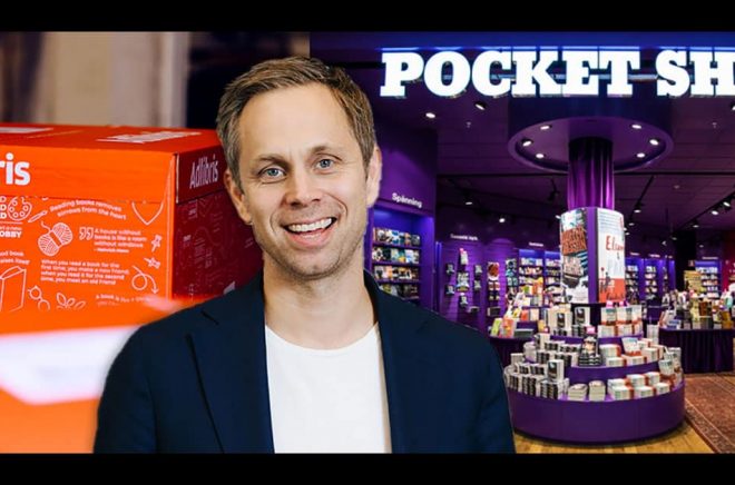 Jonas Karlén, vd Adlibris ska nu basa även över kedjan Pocket Shop. Foto: Pressbild. Montage: Boktugg.