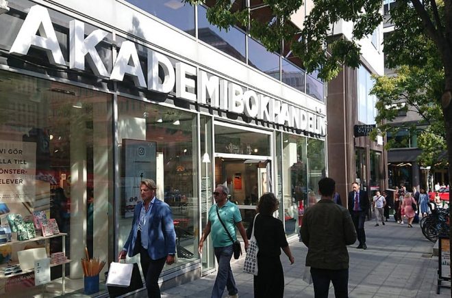 Akademibokhandeln på Mäster Samuelsgatan i Stockholm är flaggskeppsbutiken. Foto: Sölve Dahlgren.
