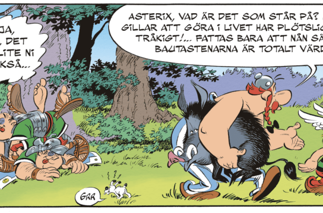 En serieruta ur Asterix nr 40. Pressbild: Egmont. © 2023 LES ÉDITIONS ALBERT RENÉ