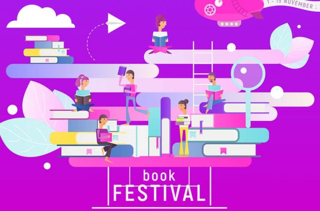 Litteraturfestivaler, bokmässor och litterära evenemang med böcker och författare i centrum. Illustration: iStock.