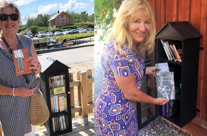 Marie Egnell (foto: Victor Estby) och Malou von Sivers (foto Malin Robertson Harén) är två av många som hittade bokfynd i de dalsländska bokskåpen.