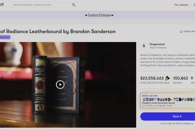 Kungen av Kickstarter (i allla fall för böcker) är nu även kungen av Backerkit - Brandon Sanderson. Hans nya kampanj har passerat 250 Mkr.