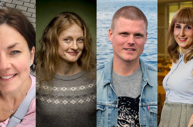 Debutanter i augusti-september 2018: Sofia Pihlsgård, Helena Hedlund (foto: Kicki Nilsson), Linus Löfgren, Sabine Louvet (foto: Jan-Åke Eriksson).