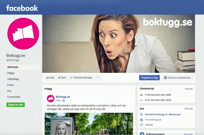En ny milstolpe för Boktugg. 5000 personer gillar oss på Facebook. Egentligen borde det väl vara fler eftersom över 6200 prenumererar på nyhetsbrevet ... men alla kanske inte är på FB? Skärmdump och animation: Boktugg.
