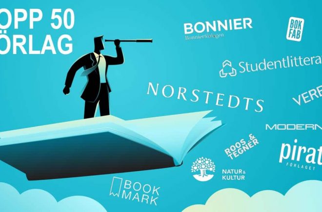 Vilka bokförlag är störst i Sverige? Boktugg har tittat närmare på omsättning och resultat och rankar de 50 största förlagen. Bakgrundsfoto: iStock. Fotomontage: Boktugg.