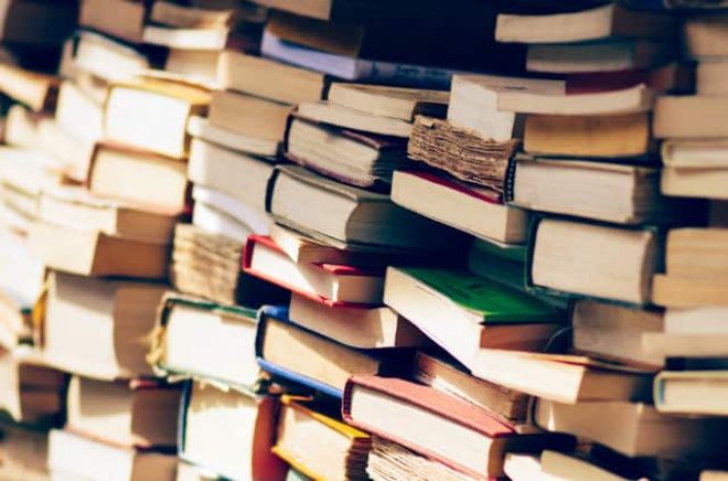 Stack of books at the bookshop