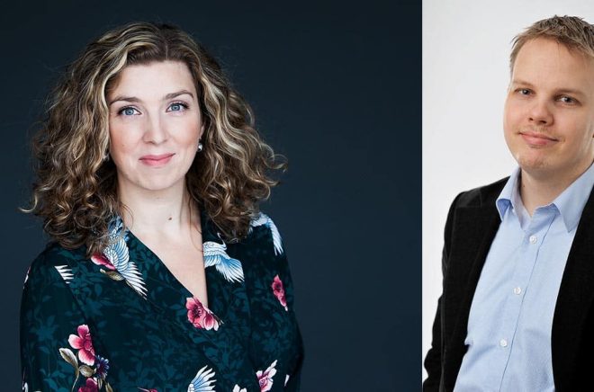 Frida Skybäck och Michael Wiander är bara två av alla de författare som fått ta emot avbokningar på framträdanden under våren på grund av coronaviruset. Det är viktiga tusenlappar som försvinner. Foto: Pressbilder.