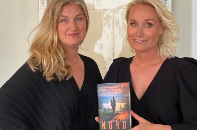 Anna Winberg Sääf och Katarina Ekstedt vid releasen av thrillern Nord. Bild: Claes Ericson