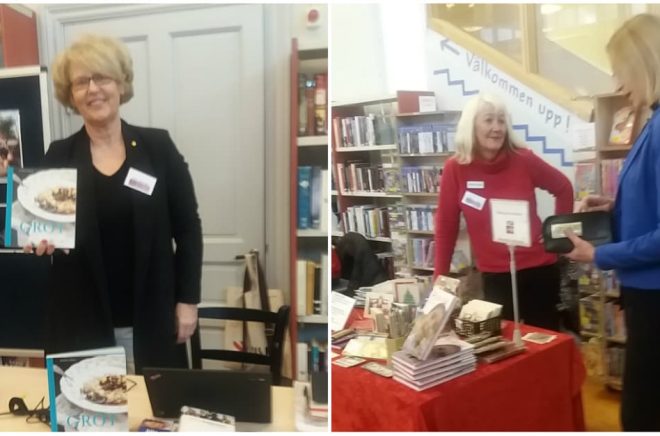 Lilla bokmässan i Bollnäs, 21 oktober 2017. Kokboksförfattaren Viola Adamsson, novellförfattaren Carina Aynsley och bokhandlaren Karin Helin. Foto: Alwa Woxlin