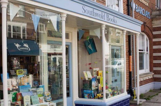 Southwold, Suffolk, England - August 9, 2014: recently opened, this bookshop is the first branch of the British book retailing chain Waterstones not to use company branding. The company has said that it will 'be run as, and have the ethos of, an independent bookshop'. It has caused controversy in the seaside town, with anti-high street chain campaigners arguing it is dishonest since it is pretending not to be part of a national chain. Those in favour are pleased that the town now has a dedicated bookshop once more, especially at a time where so many book stores are closing down nationally, due to the rise of e-books.