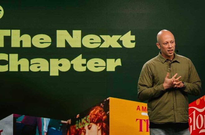 Spotifys nya VD Alex Norström presenterar ett nytt kapitel i bolagets historia: ljudböcker även i Norden. Foto: Pressbild.