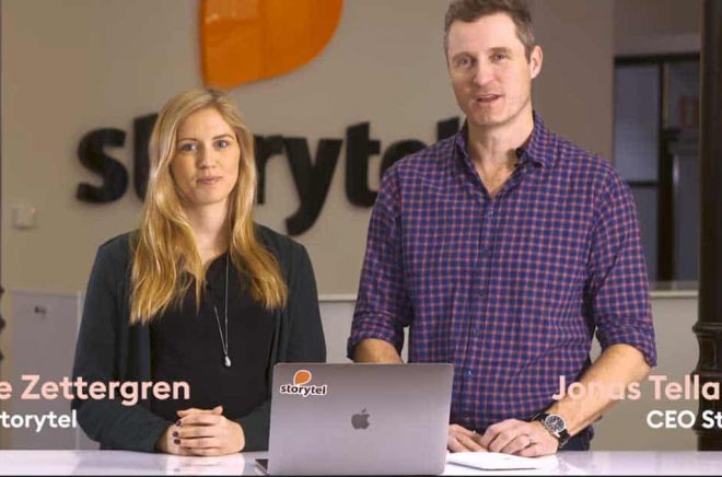 Storytels Sofie Zettergren och Jonas Tellander presenterar delårsrapporten för Q3-2019.