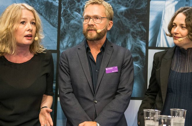 Kulturcheferna Åsa Linderborg, Björn Wiman och Lisa Irenius. Arkivfoto: Staffan Löwstedt/SvD/TT.