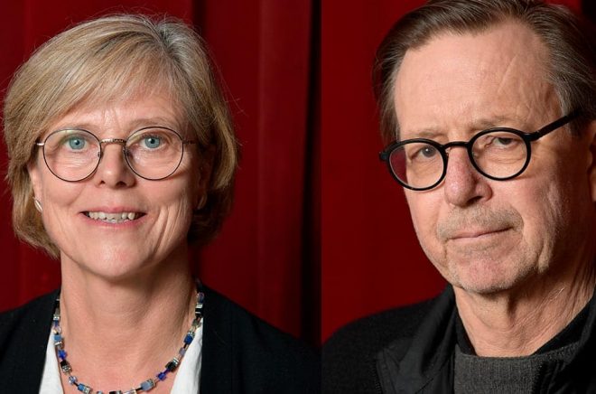 Ingrid Carlberg och Steve Sem-Sandberg har invalts som ledamöter av Svenska Akademien. Arkivbild: Anders Wiklund/TT.