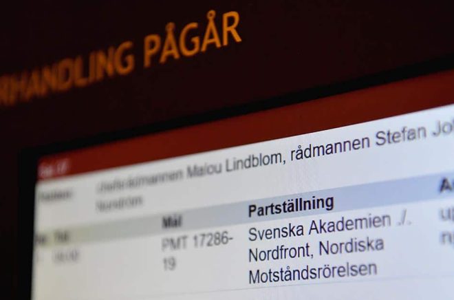 Svenska Akademien stämde tidigare i år Nordiska motståndsrörelsen och deras nätsajt Nordfront för brott mot det så kallade klassikerskyddet. Arkivbild: Jessica Gow/TT.