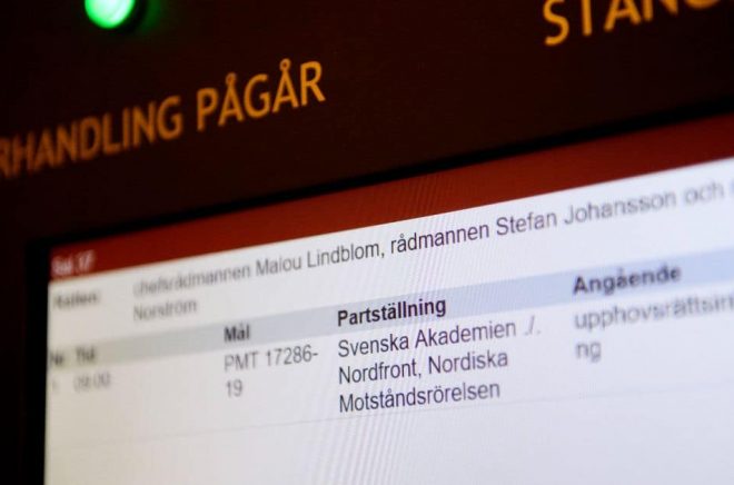 Svenska Akademien stämde Nordiska motståndsrörelsen och Nordfront för brott mot det så kallade klassikerskyddet. Tvisten förlorades och Akademien blev därmed ersättningsskyldig till motpartens rättegångskostnader. Foto: Jessica Gow/TT