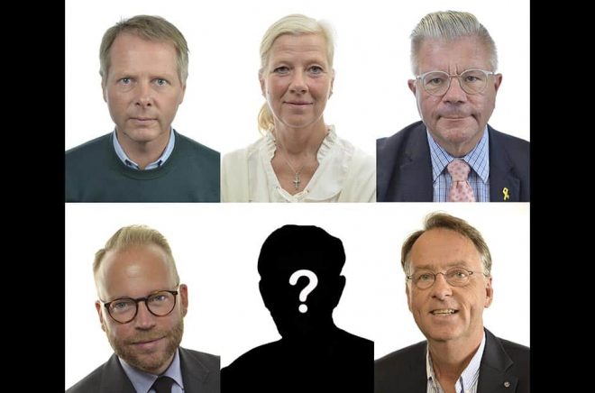 Vem blir kulturminister i den nya regeringen? Övre raden till vänster Christer Nylander (L), Kristina Axén Olin (M), Hans Wallmark (M), Olof Lavesson (M) och Roland Utbult (KD). Foto: Riksdagen/TT.
