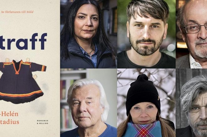 Några författare med nya böcker våren 2023. På övre raden syns från vänster Sara Mofasser Johansson, Andrev Walden och Salman Rushdie och under dem Jan Guillou, Ann-Helén Laestadius och Karl Ove Knausgård.
Foto: Claudio Bresciani, Lars Pehrson, Grant Pollard, Naina Helén Jåma, Janerik Henriksson, Malin Hoelstad.