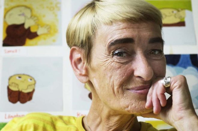 Gunilla Bergström, skaparen av barnboksfiguren Alfons Åberg, avled 2021. Här på en bild från 2002. Foto: Marcus Lindblad / SVD / TT.