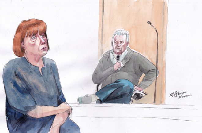 Gisèle Pelicot tillsammans med Dominique Pelicot under rättegången 2024. Foto: Valentin Pasquier/AP/TT.