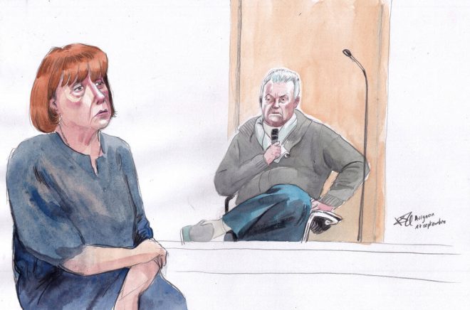 Gisèle Pelicot tillsammans med Dominique Pelicot under rättegången 2024. Foto: Valentin Pasquier/AP/TT.