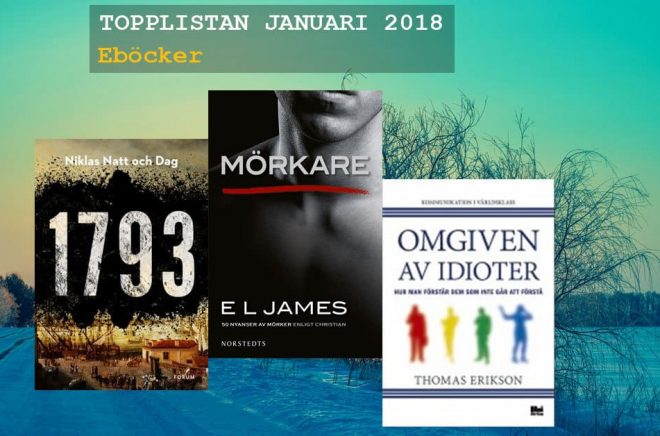 De 20 mest sålda eböckerna (nedladdning) i januari 2018. Bakgrundsfoto: Fotolia.