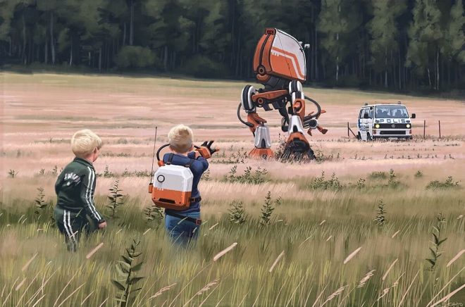 Bild från Ur Varselklotet av Simon Stålenhag.