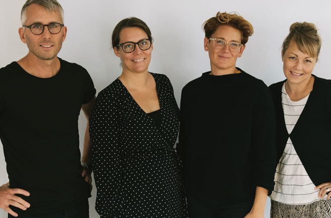 Delar av Team WAPI: Mattias Lundgren, CEO & Founder, Sara Olsson, Publishing Editor, Jessica Rudin, COO & Partner, Alexandra Harlegård, Publishing Content Manager.