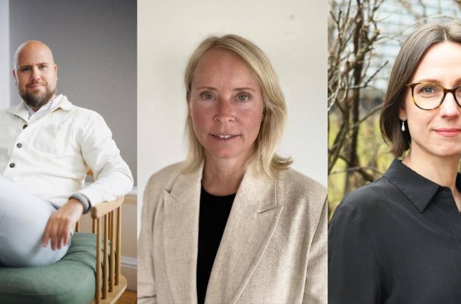 Tre nya på Adlibris: Anton Hellström, Chief Supply Chain Manager, Maria Norinder, tillträdande Chief Product and Offering och Karin Rådenman, tillträdande Affärsområdeschef B2G/B2B. Pressbilder.