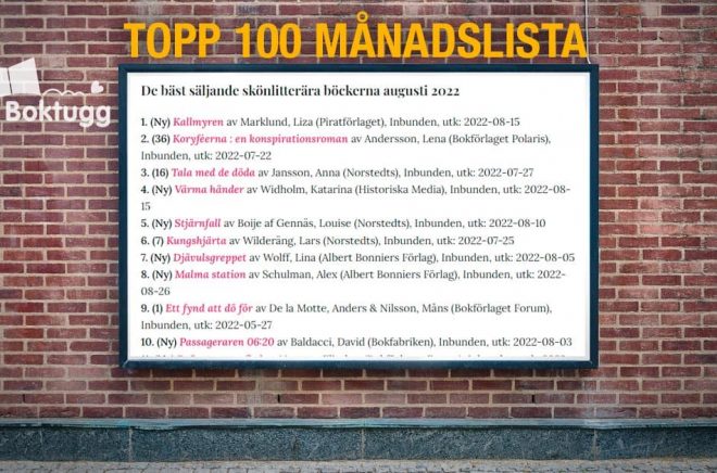 Topp 100 skönlitteratur augusti 2022