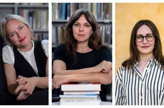 Malin Nauwerck (SBI, projektledare), Tuva Haglund (SBI) och Jana Rüegg (Uppsala universitet). Pressbild.