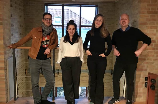 Lasse Brahme, Therese Karlsson, Sarah Linton och Björn Gadd på Bokfabriken.