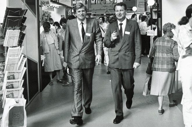 Conny Jacobsson och Bertil Falck på Bokmässan 1987. Foto: Bokmässan.