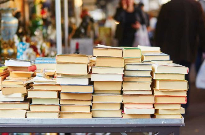 Old books on a Parisian flea market