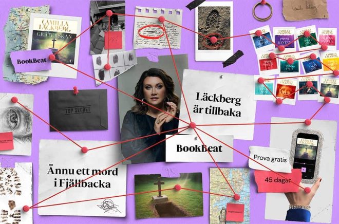 Kampanjkonceptet “Fjällbacka är tillbaka” visualiseras till stor del som en polisutredningstavla, och syns på både digitala ytor och fysiska platser i hela Sverige. Pressbild.