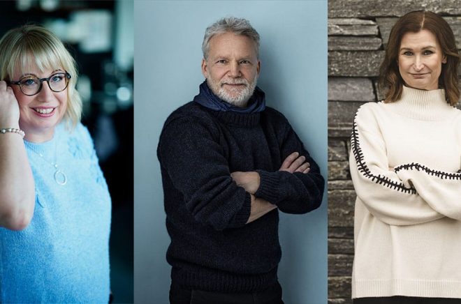Kristina Ohlsson (foto: Gabriel Liljevall), Martin Widmark (foto: Thron Ullberg) och Viveca Sten (foto: Gösta Fries) var författarna vars böcker genererade mest pengar under 2025.