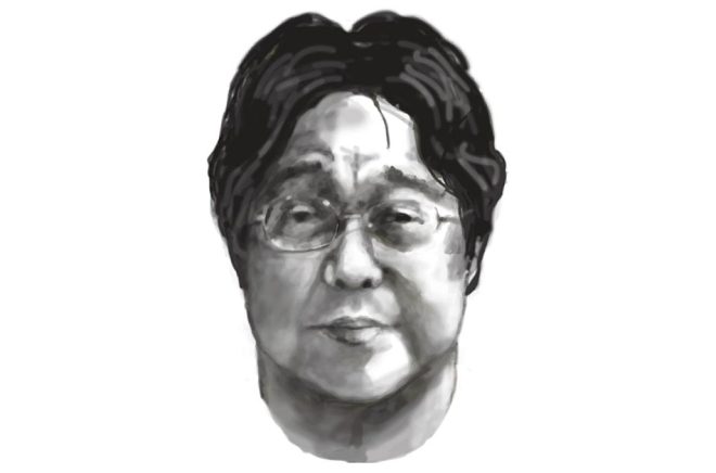Årets Gui Minhai-porträtt, tecknat av Sven Nordqvist.