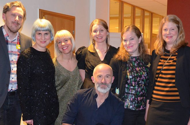 Juryn 2015 tillsammans med gästande författaren Petrus Dahlin.