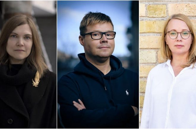 Sara Bergmark Elfgren (foto: Anna Drvnik), Niclas Christoffer (foto: Stefan Tell) och Lisa Bjärbo (foto: Gustav Gräll) är några av de medverkande författarna på litteraturfestivalen Kärlek x kamp.