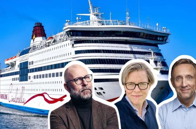 Bild: Viking Cinderella, Kalle Lind, Lena Andersson och Göran Everdahl. Fotograf: Viking Line/Knut Koivisto/Peter Knutson