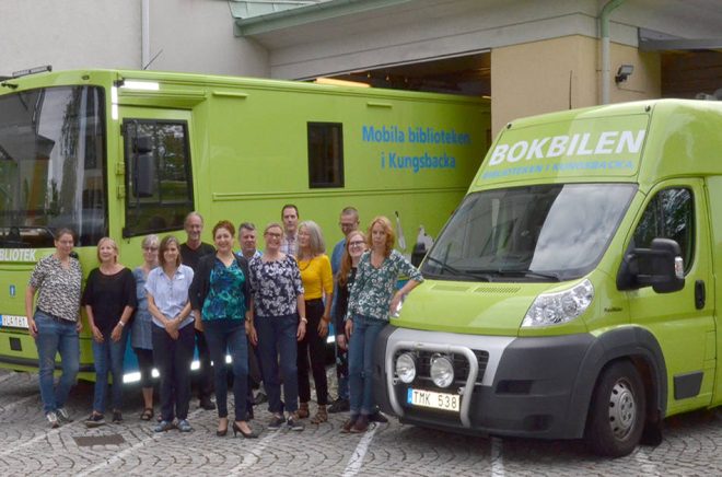Gänget bakom det vinnande konceptet i den mobila biblioteksverksamheten.
Foto: Kungsbacka bibliotek