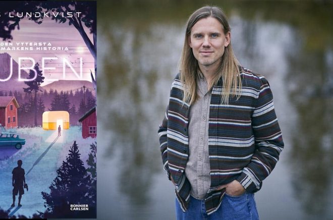 Nils Lundkvist får debutantpriset Slangbellan för boken Kuben. Foto: Pär Olofsson.