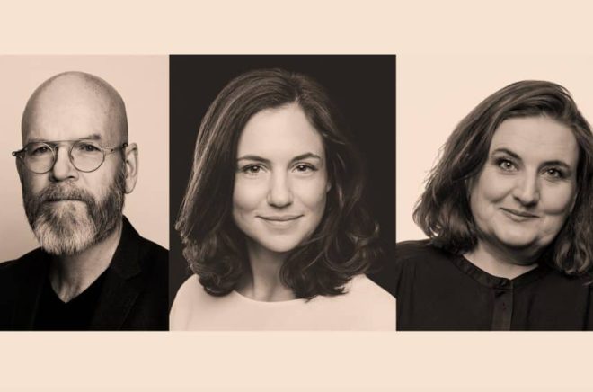 Nya ledamöter i Svenska Förläggareföreningens styrelse: Jonas Axelsson, Bokförlaget Polaris, Annie Kabala,  Bokförlaget Forum och Petra Ward, Wapi. Pressbild.
