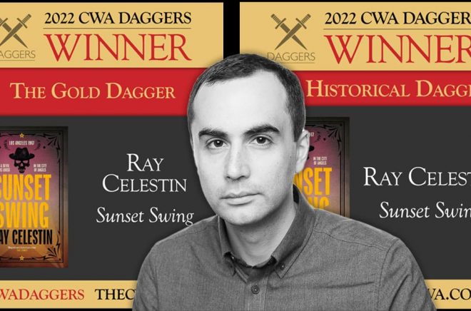 Ray Celestin blev dubbelt prisad på CWA Dagger Awards i veckan. Foto: Pressbild via Southside Stories. Montage: Boktugg.